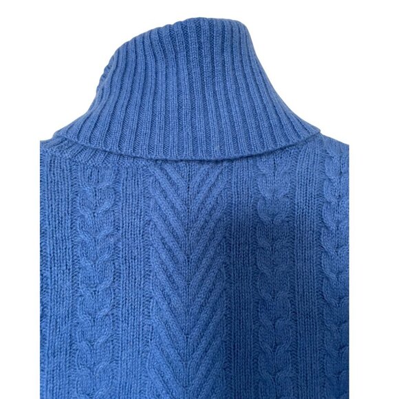 LH Sport Blue Cashmere Turtleneck Sweater Women SZ L Cable knit Preppy - Picture 8 of 8